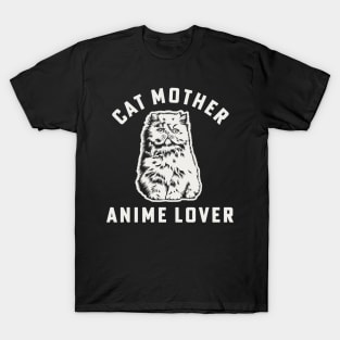 Cat Mother Anime Lover Cat Mom Japanese Anime Girl T-Shirt